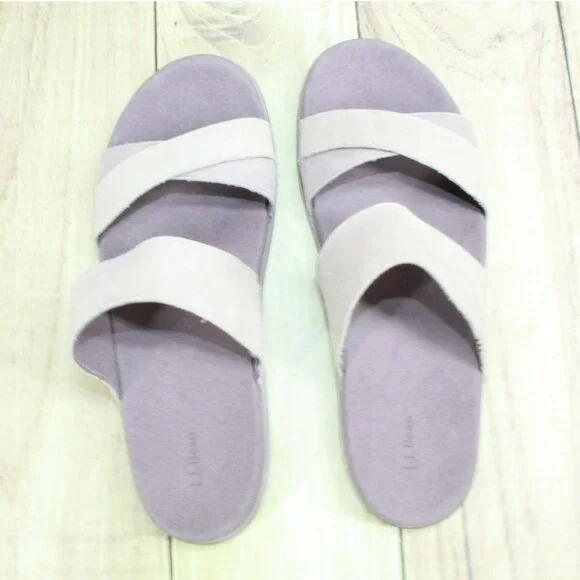 LL Bean Go-Anywhere Purple Leather Slip-On Comfort Strap Sandals Size 10 M - Picture 7 of 9